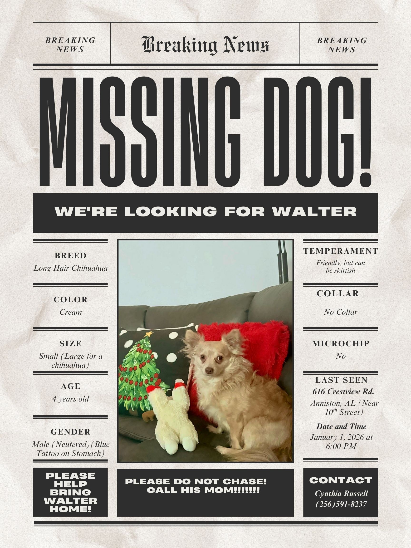 Help Find Walter: Missing in Anniston, AL